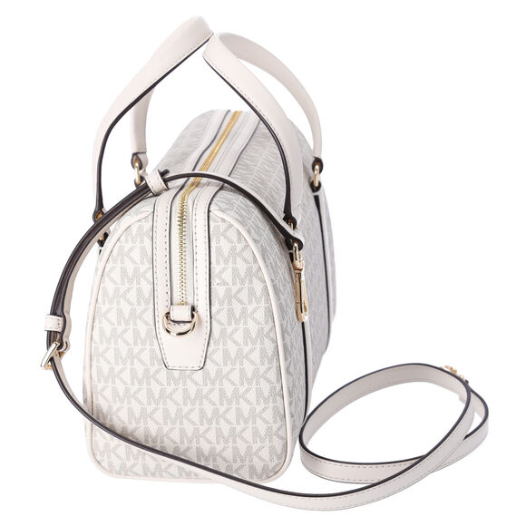 Michael Kors Jet Set Travel Medium Duffle Satchel Light Cream MK - Picture 2 of 5